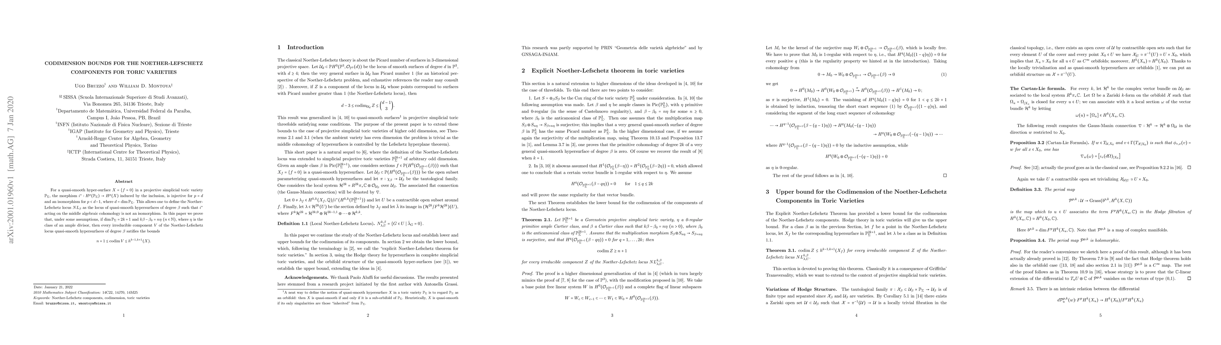 Thumbnail for Codimension bounds for the Noether-Lefschetz components for toric
  varieties