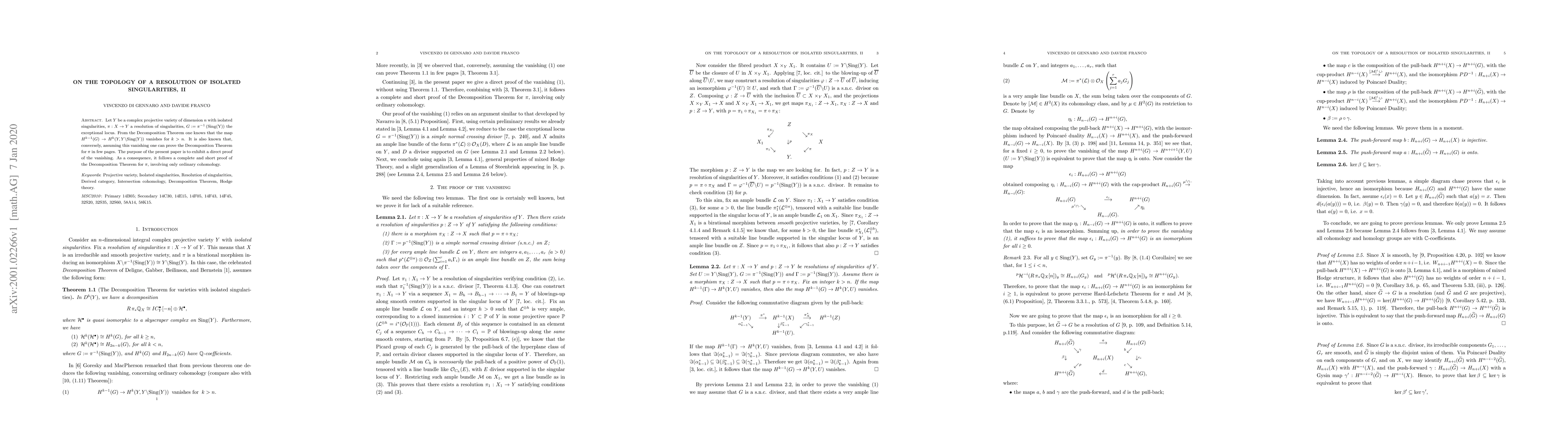 Thumbnail for On the topology of a resolution of isolated singularities, II