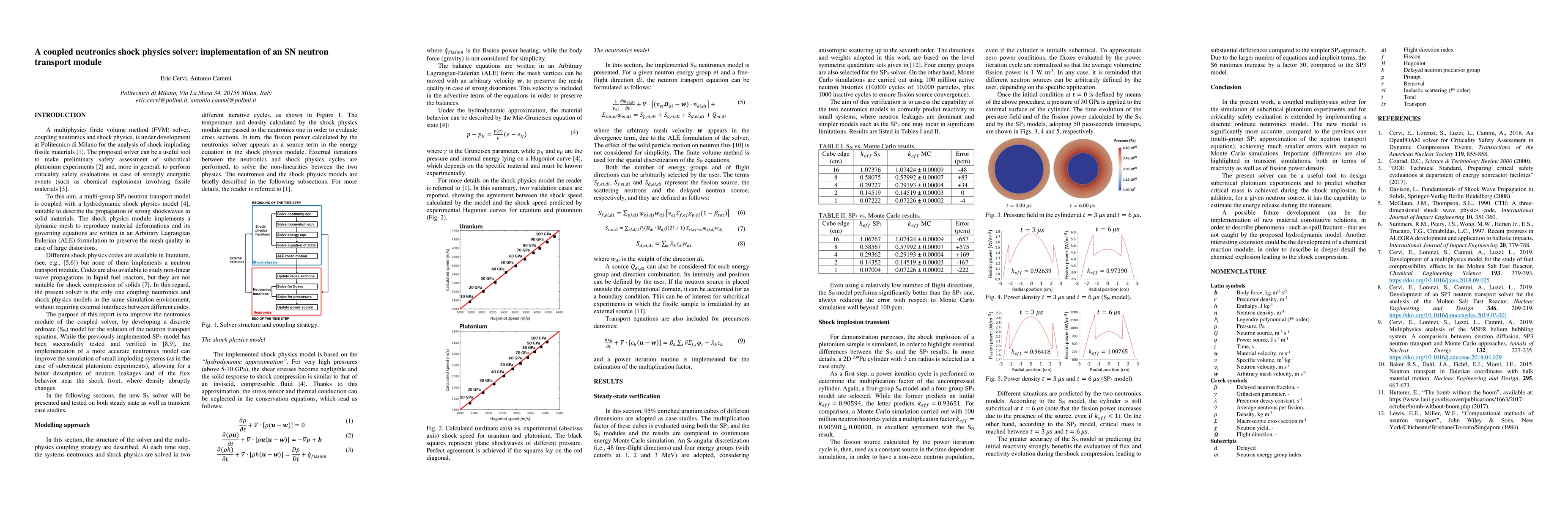 Thumbnail for A coupled neutronics shock physics solver: implementation of an SN
  neutron transport module