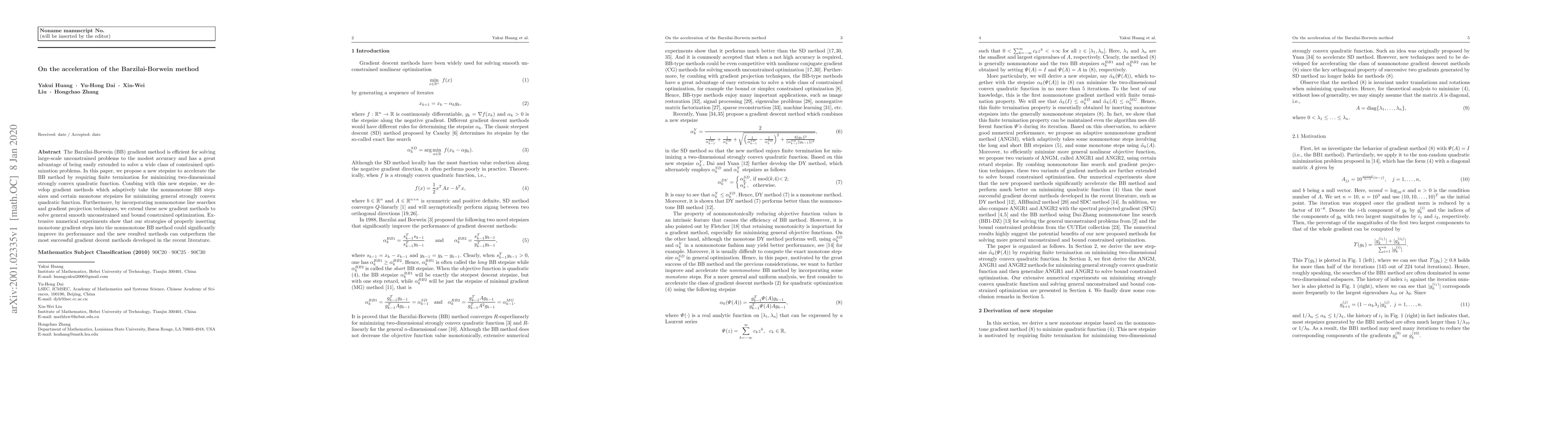 Thumbnail for On the acceleration of the Barzilai-Borwein method