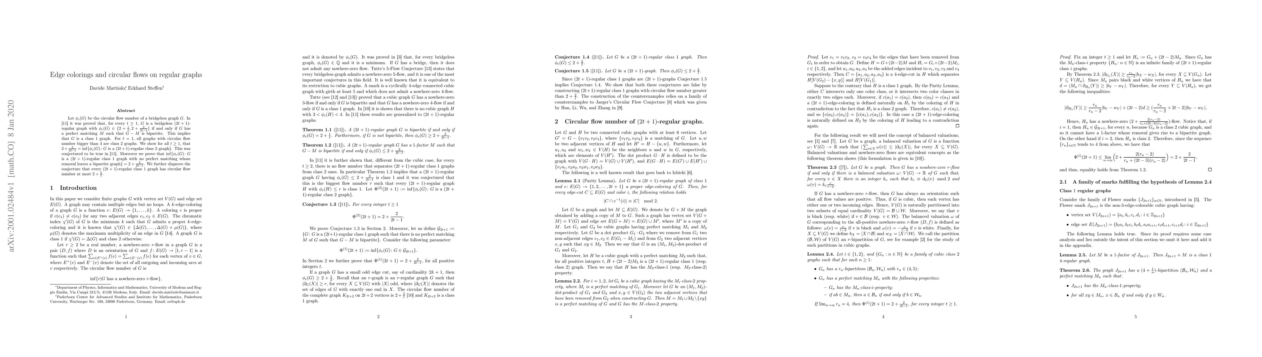 Thumbnail for Edge colorings and circular flows on regular graphs