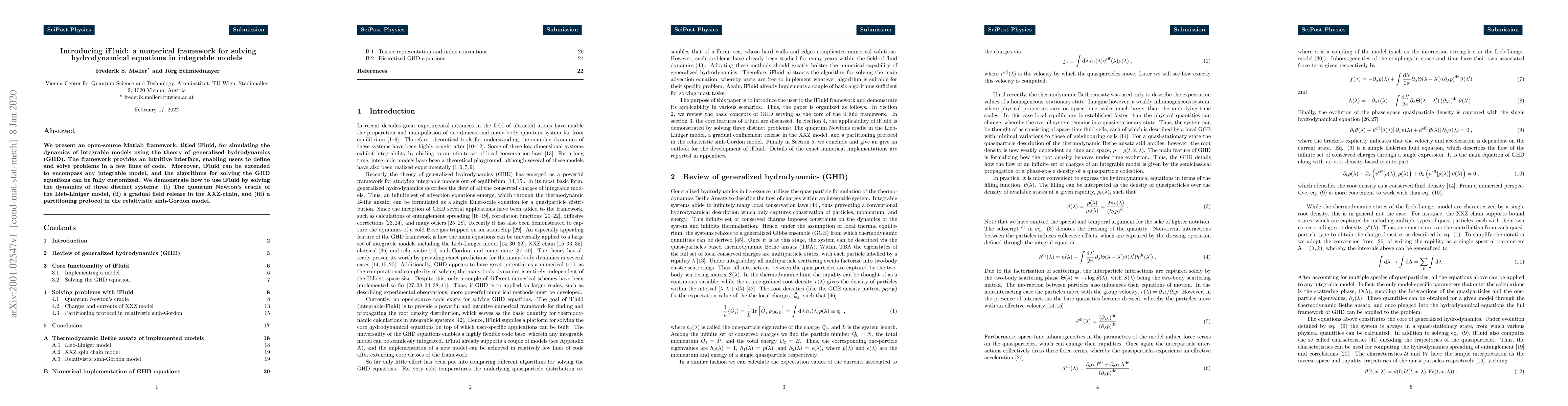 Thumbnail for Introducing iFluid: a numerical framework for solving hydrodynamical
  equations in integrable models