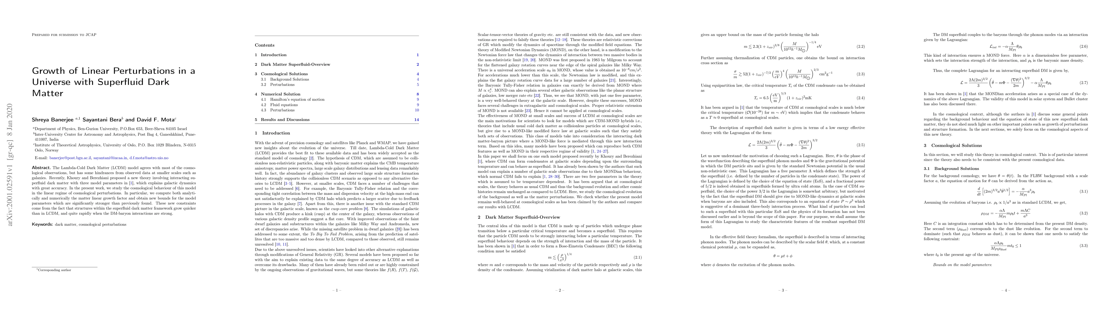 Thumbnail for Growth of Linear Perturbations in a Universe with Superfluid Dark Matter