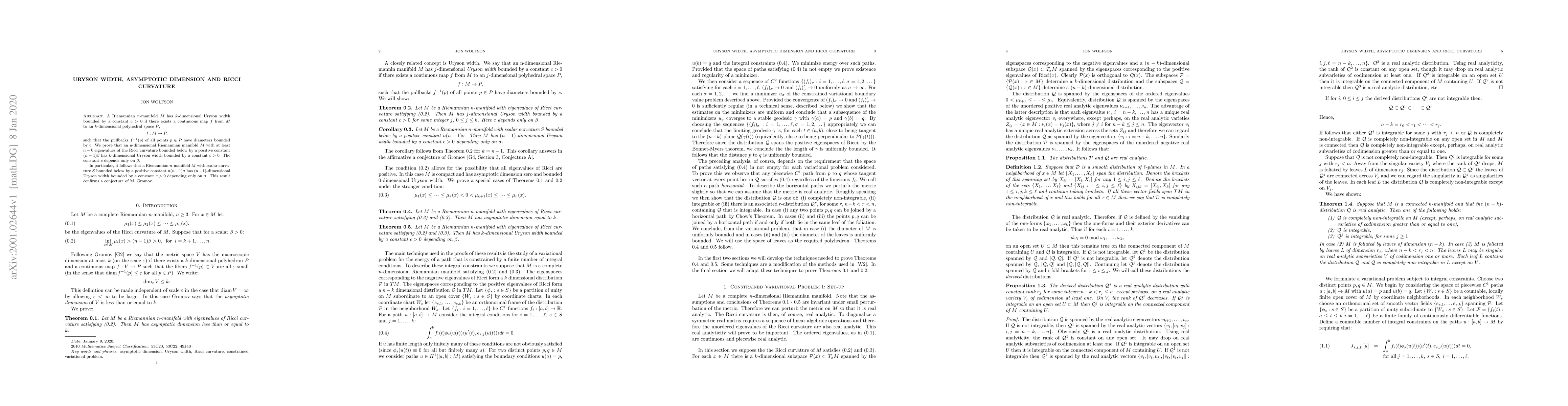 Thumbnail for Uryson Width, Asymptotic Dimension and Ricci Curvature