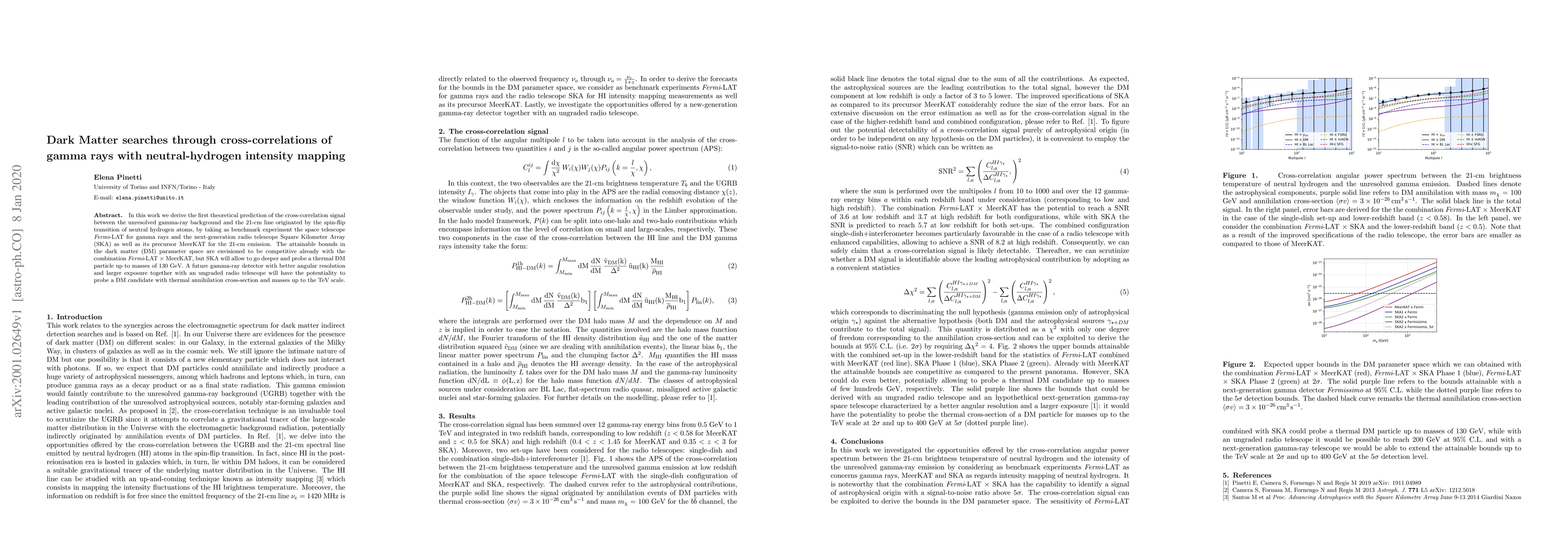 Thumbnail for Dark Matter searches through cross-correlations of gamma rays with
  neutral-hydrogen intensity mapping
