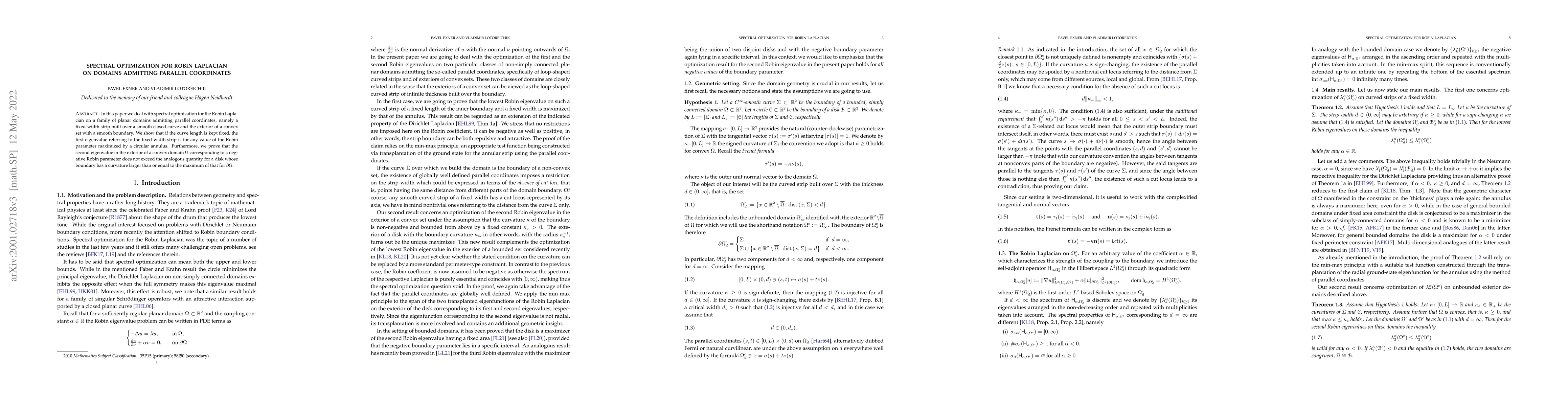 Thumbnail for Spectral optimization for Robin Laplacian on domains admitting parallel
  coordinates