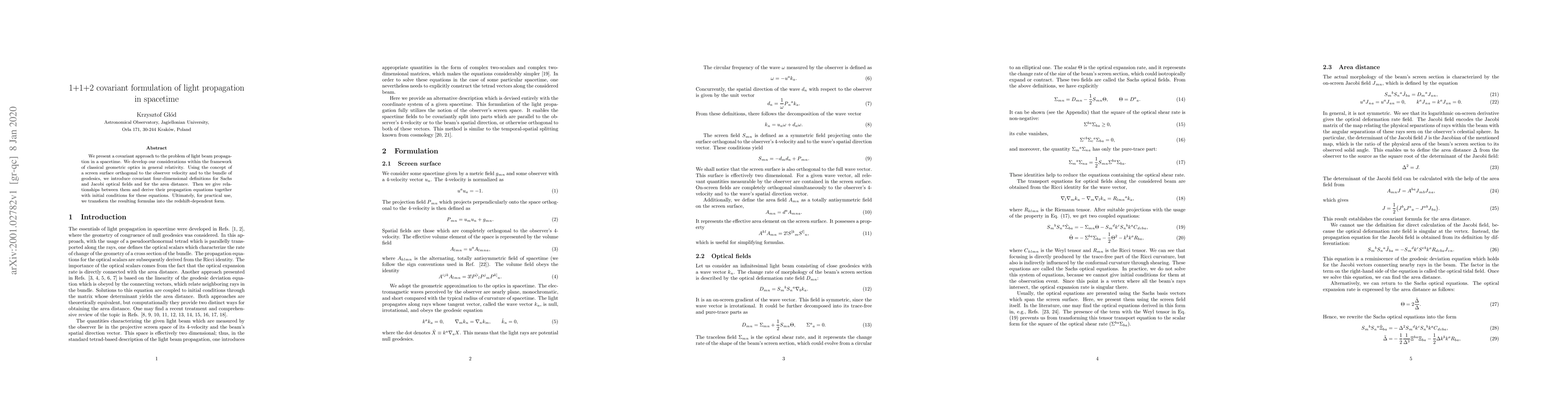Thumbnail for 1+1+2 covariant formulation of light propagation in spacetime
