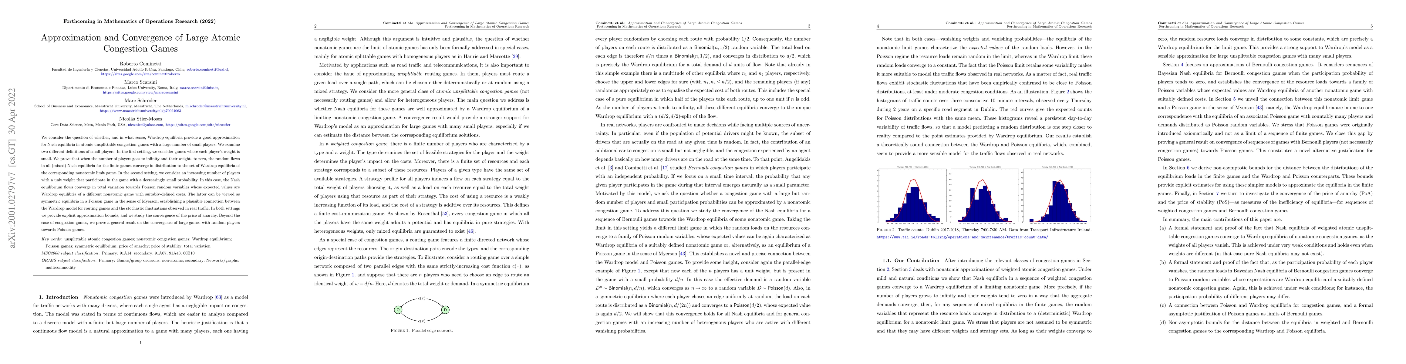 Thumbnail for Approximation and Convergence of Large Atomic Congestion Games