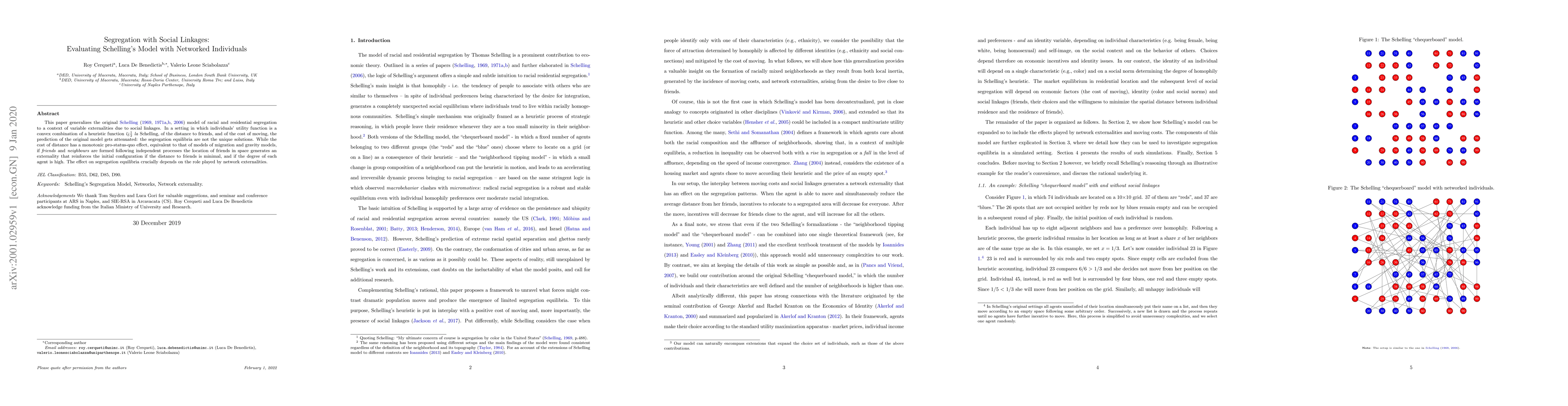 Thumbnail for Segregation with Social Linkages: Evaluating Schelling's Model with
  Networked Individuals