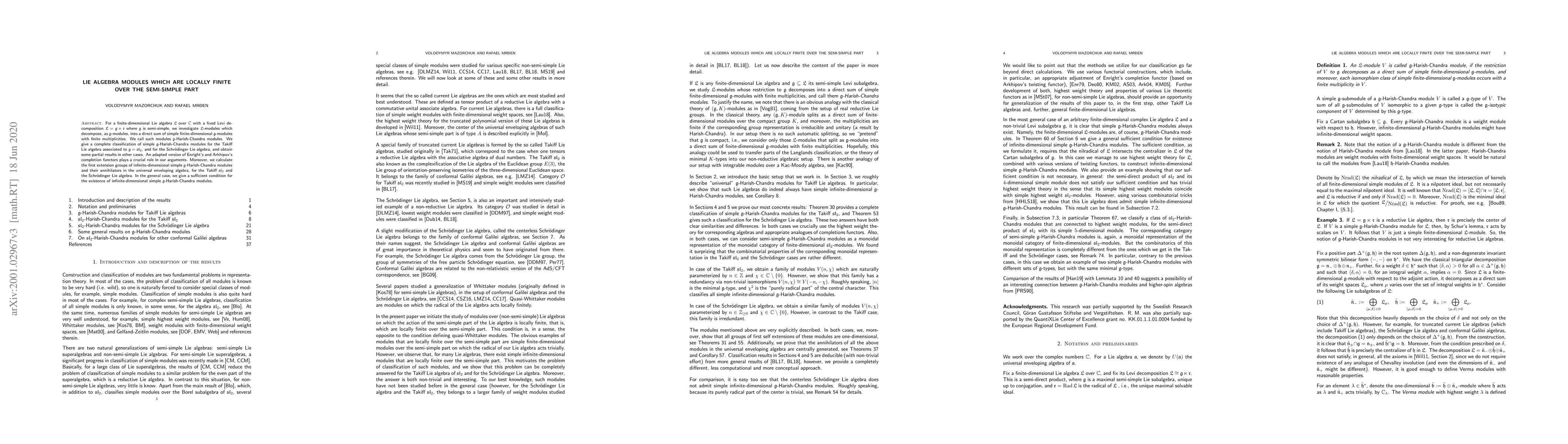 Thumbnail for Lie algebra modules which are locally finite over the semi-simple part