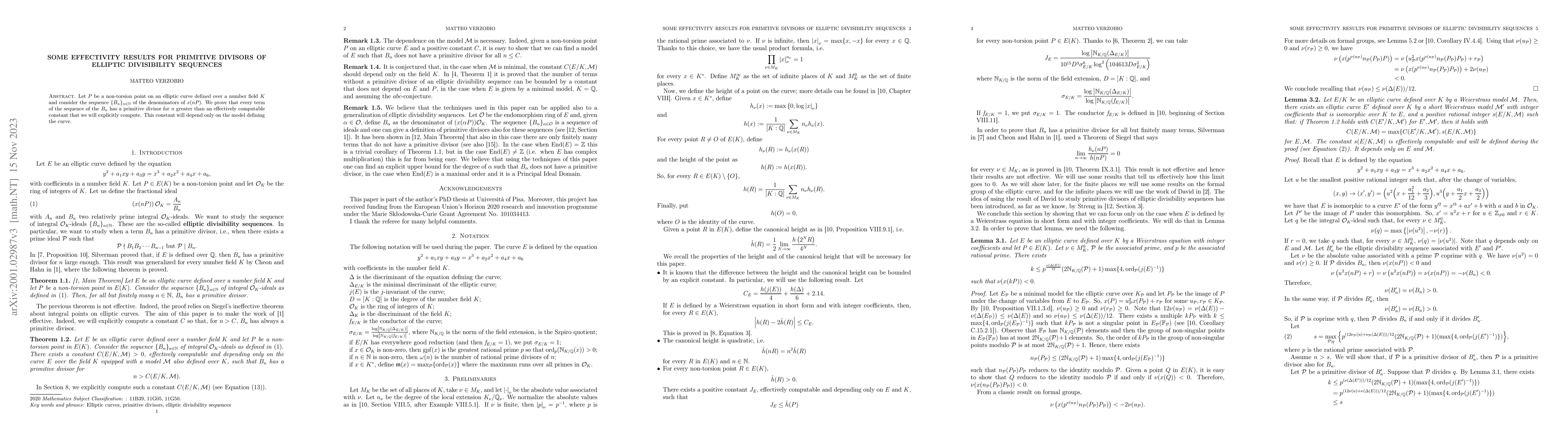 Thumbnail for Some effectivity results for primitive divisors of elliptic divisibility
  sequences