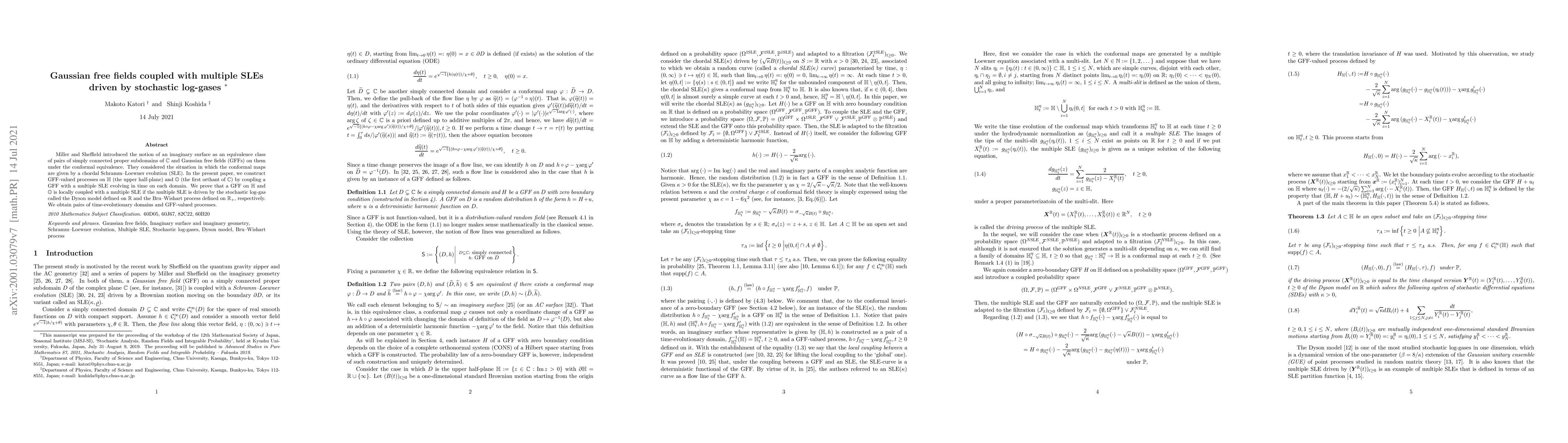 Thumbnail for Gaussian free fields coupled with multiple SLEs driven by stochastic
  log-gases