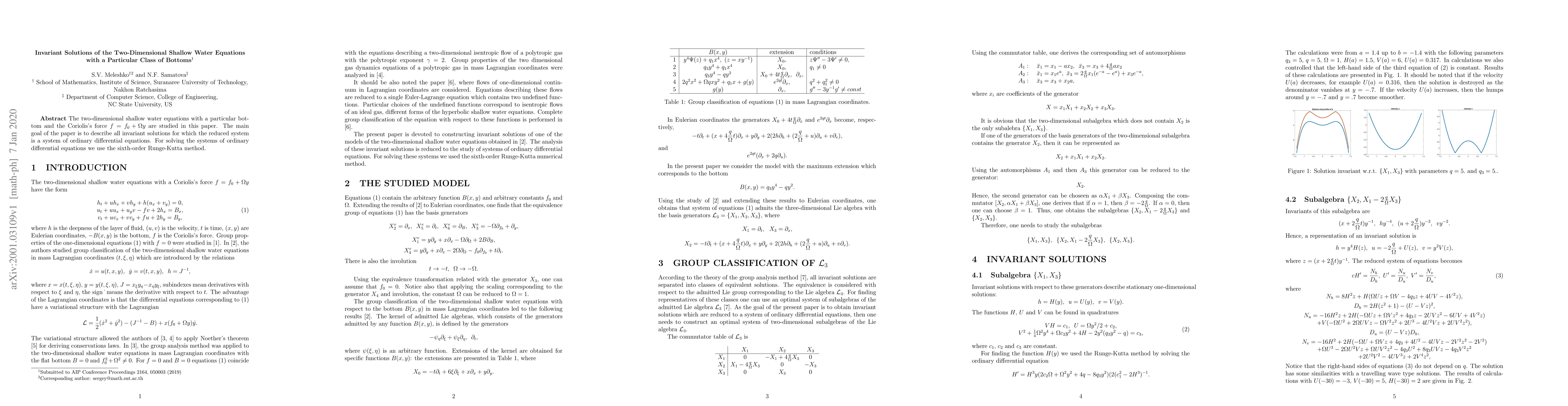 Thumbnail for Invariant Solutions of the Two-Dimensional Shallow Water Equations with
  a Particular Class of Bottoms