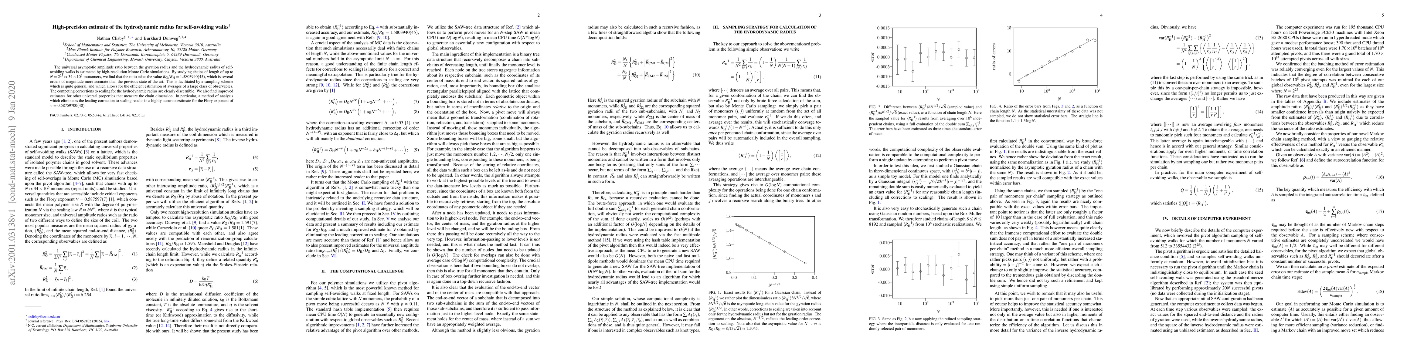 Thumbnail for High-precision estimate of the hydrodynamic radius for self-avoiding
  walks