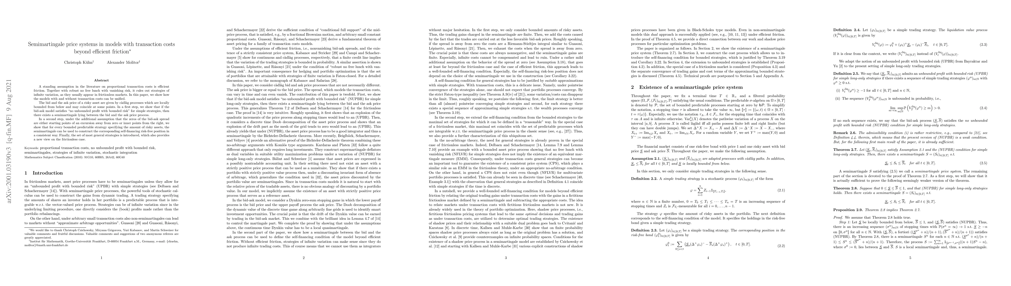 Thumbnail for Semimartingale price systems in models with transaction costs beyond
  efficient friction