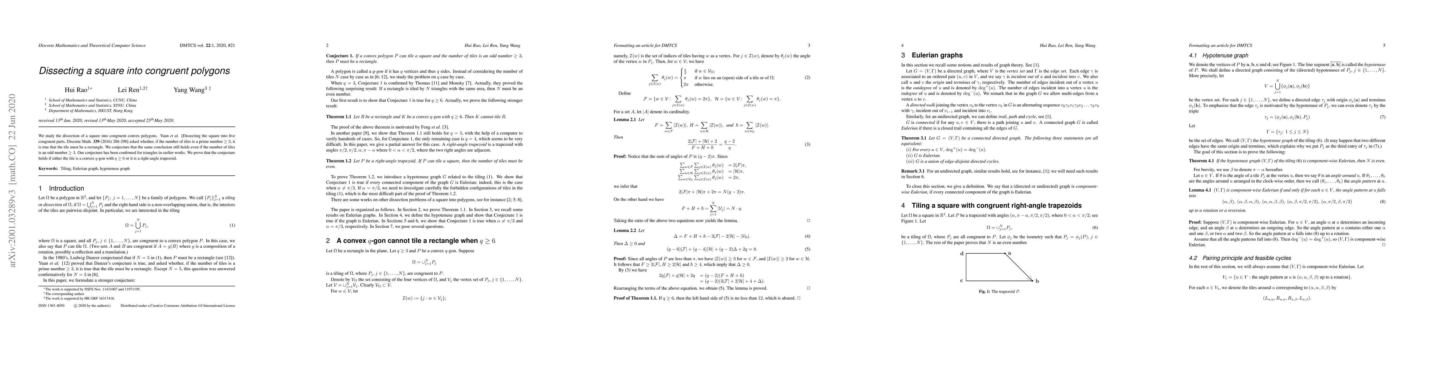 Thumbnail for Dissecting a square into congruent polygons