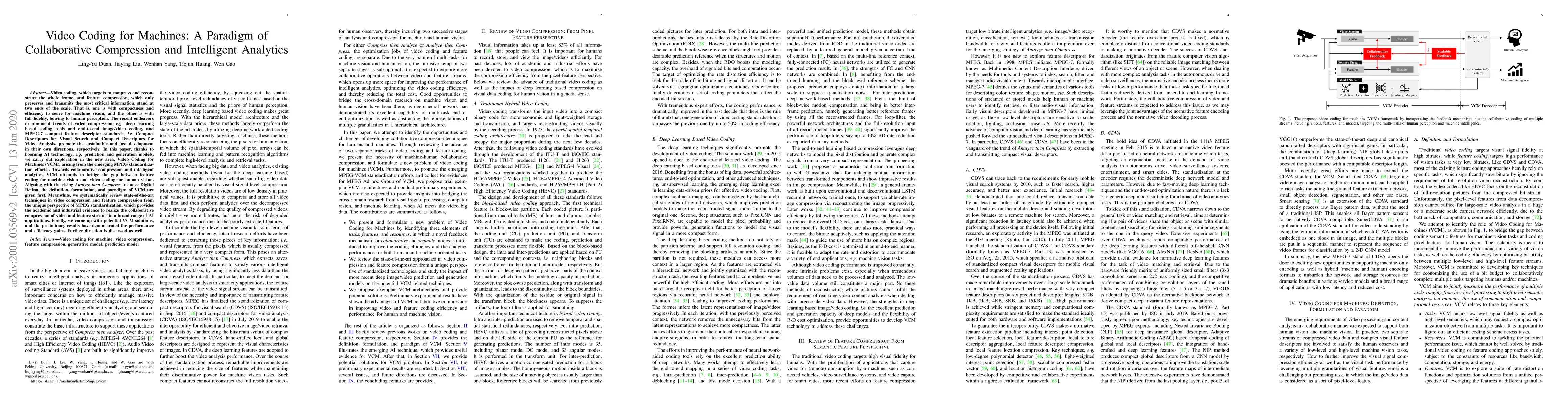 Thumbnail for Video Coding for Machines: A Paradigm of Collaborative Compression and
  Intelligent Analytics