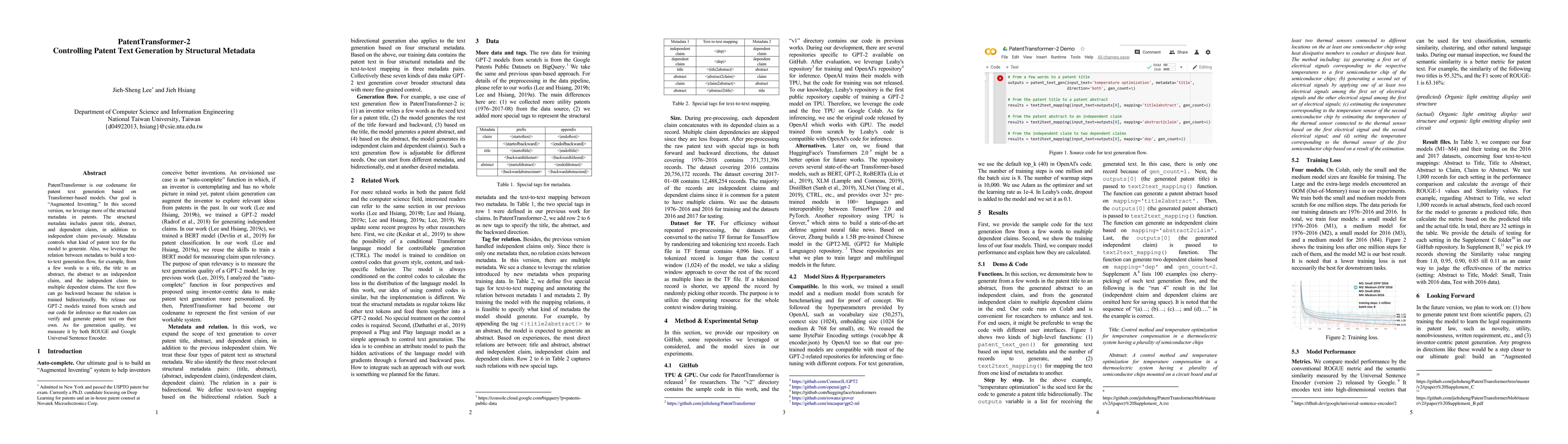 Thumbnail for PatentTransformer-2: Controlling Patent Text Generation by Structural
  Metadata
