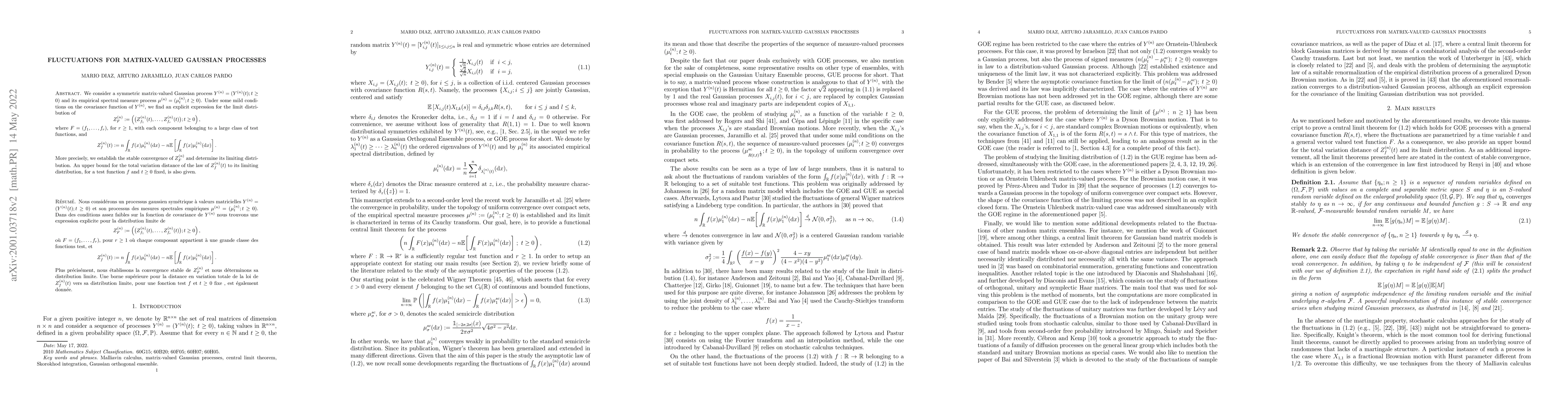 Thumbnail for Fluctuations for matrix-valued Gaussian processes