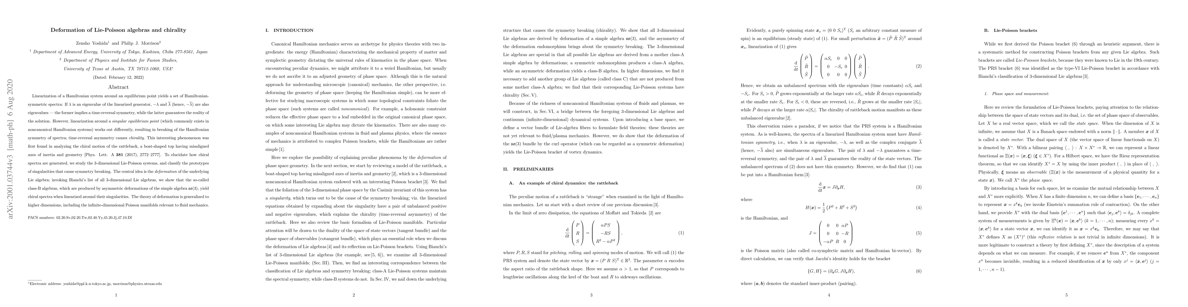 Thumbnail for Deformation of Lie-Poisson algebras and chirality