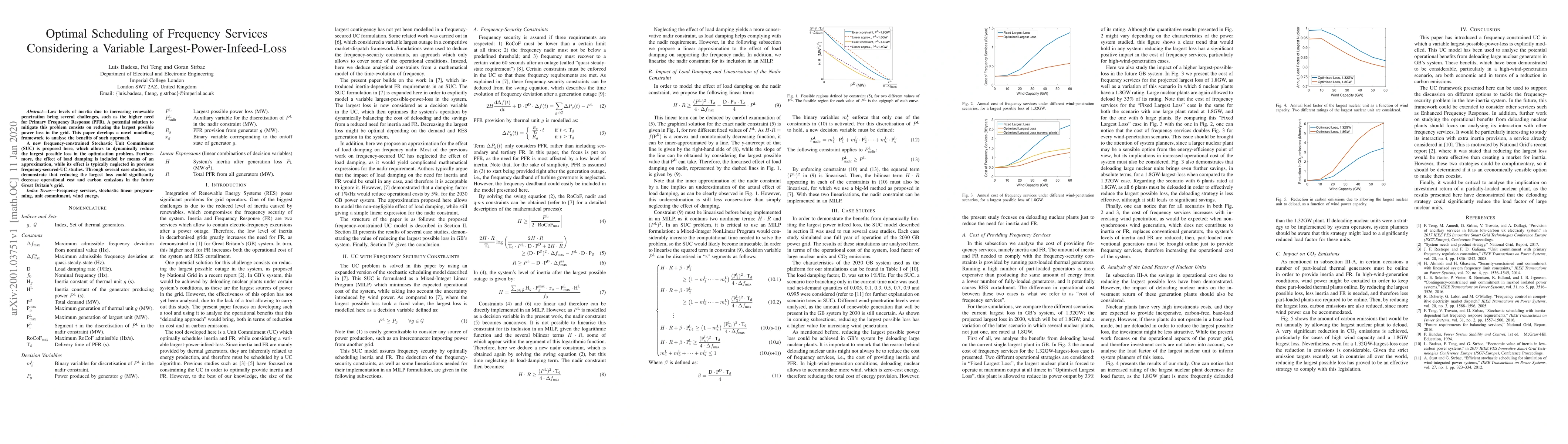 Thumbnail for Optimal Scheduling of Frequency Services Considering a Variable
  Largest-Power-Infeed-Loss