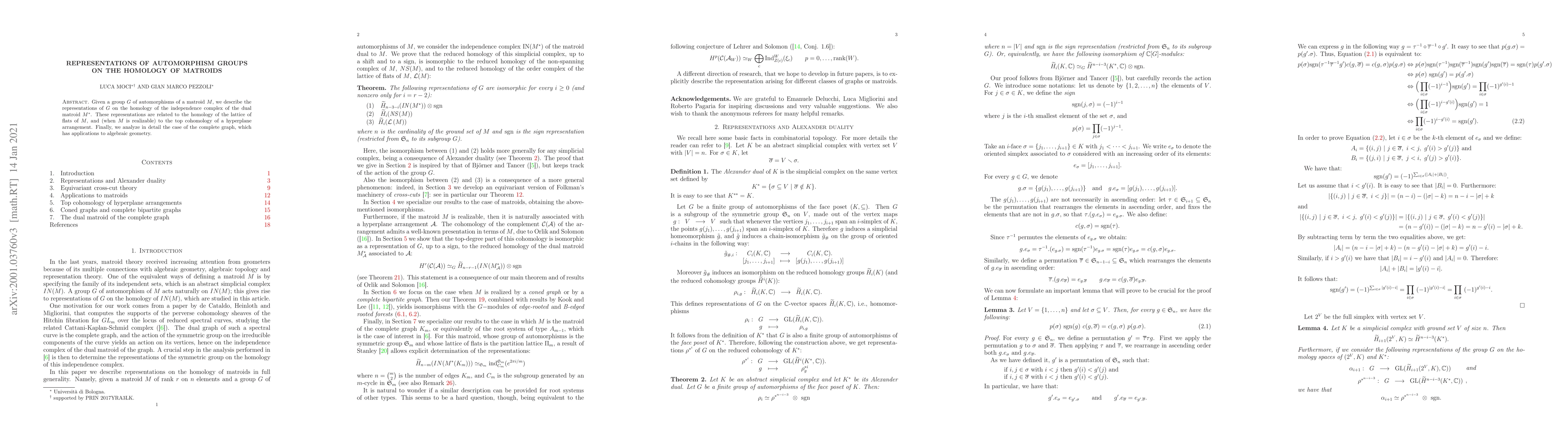 Thumbnail for Representations of automorphism groups on the homology of matroids
