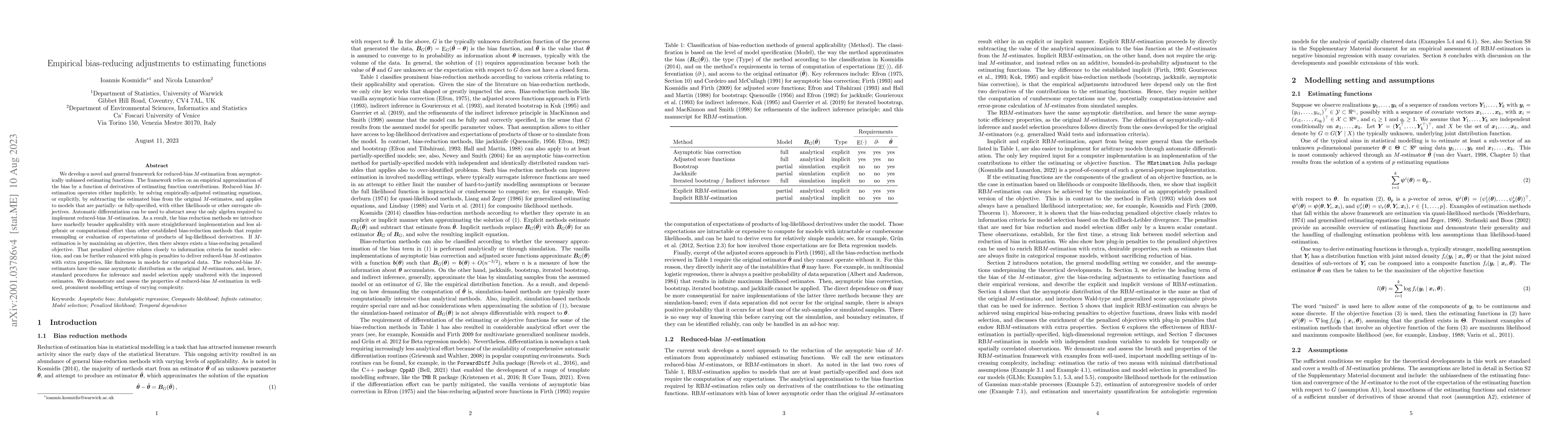 Thumbnail for Empirical bias-reducing adjustments to estimating functions