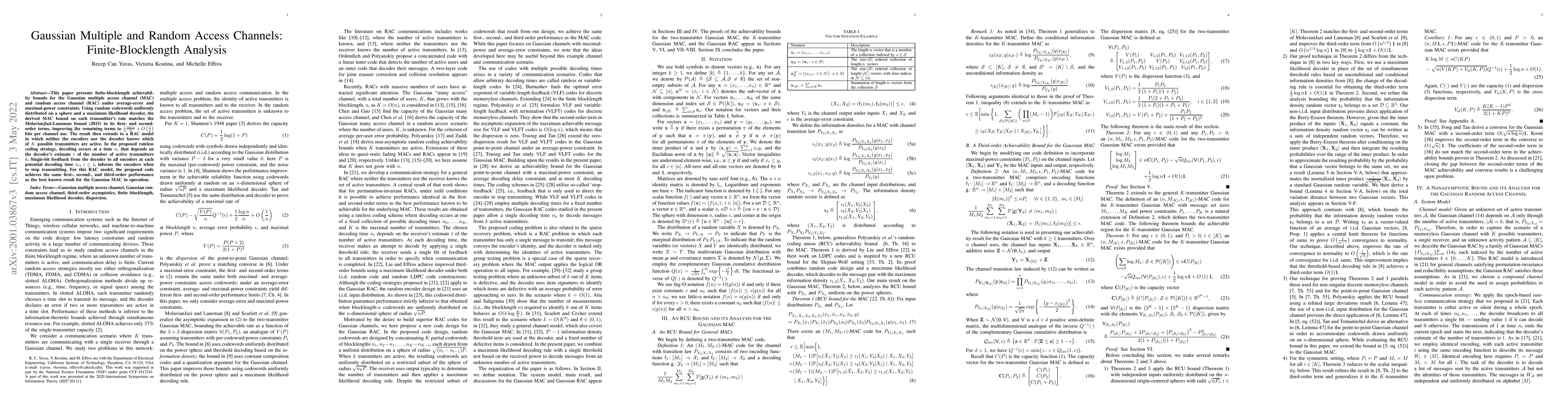 Thumbnail for Gaussian Multiple and Random Access in the Finite Blocklength Regime