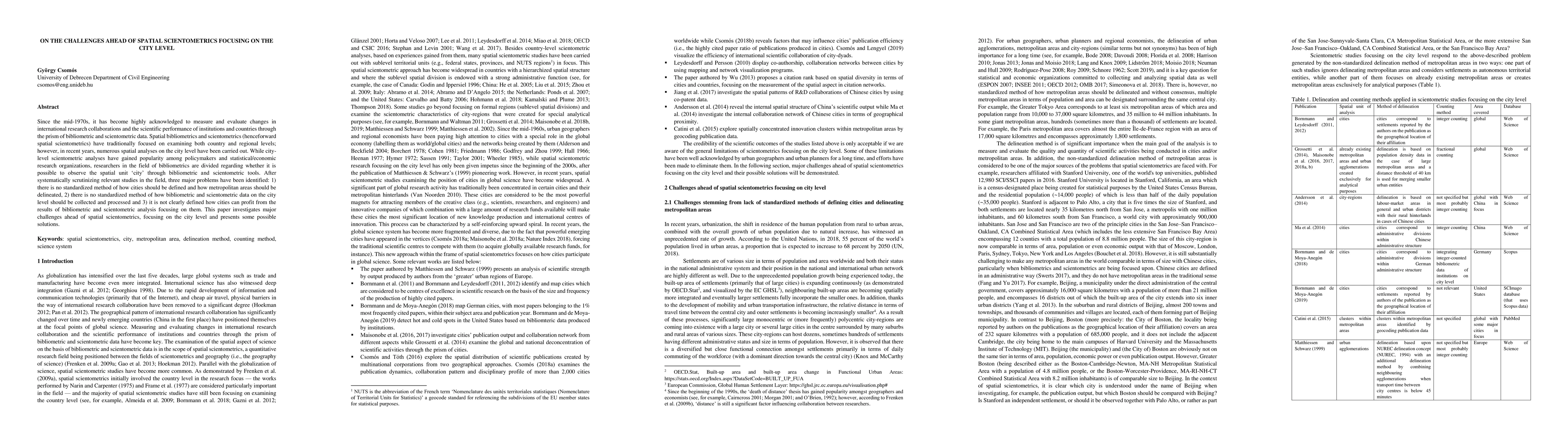 Thumbnail for On the challenges ahead of spatial scientometrics focusing on the city
  level