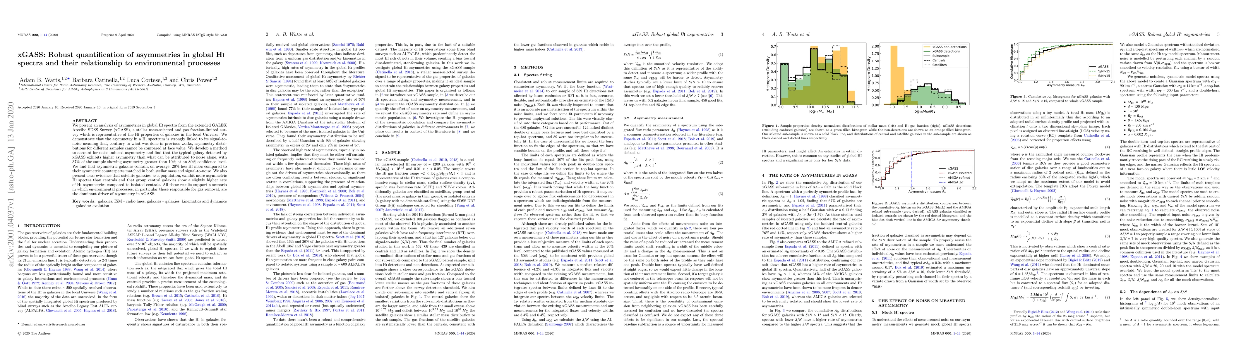 Thumbnail for xGASS: Robust quantification of asymmetries in global HI spectra and
  their relationship to environmental processes