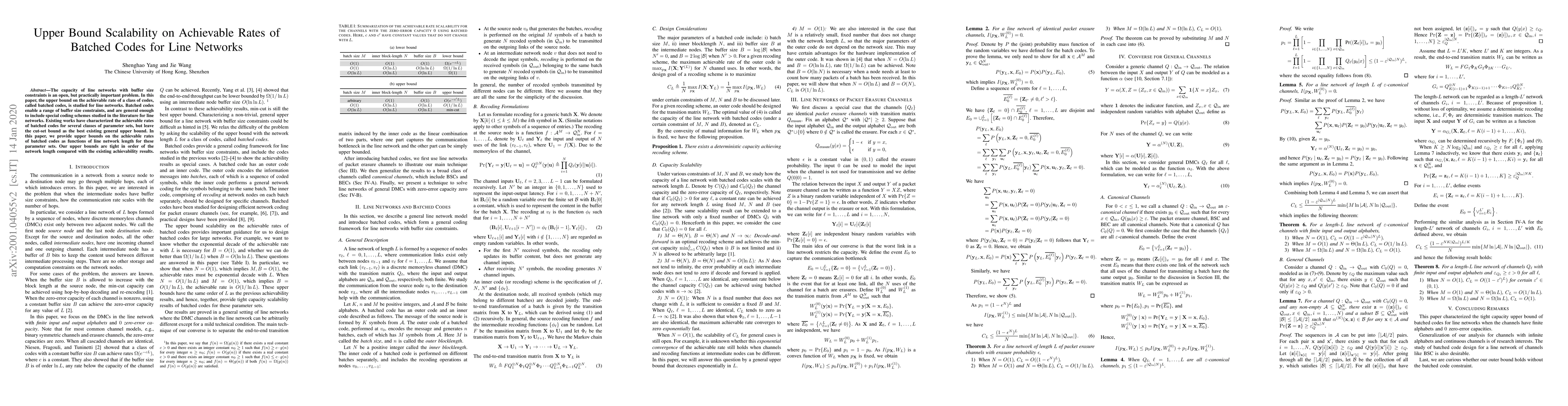 Thumbnail for Upper Bound Scalability on Achievable Rates of Batched Codes for Line
  Networks