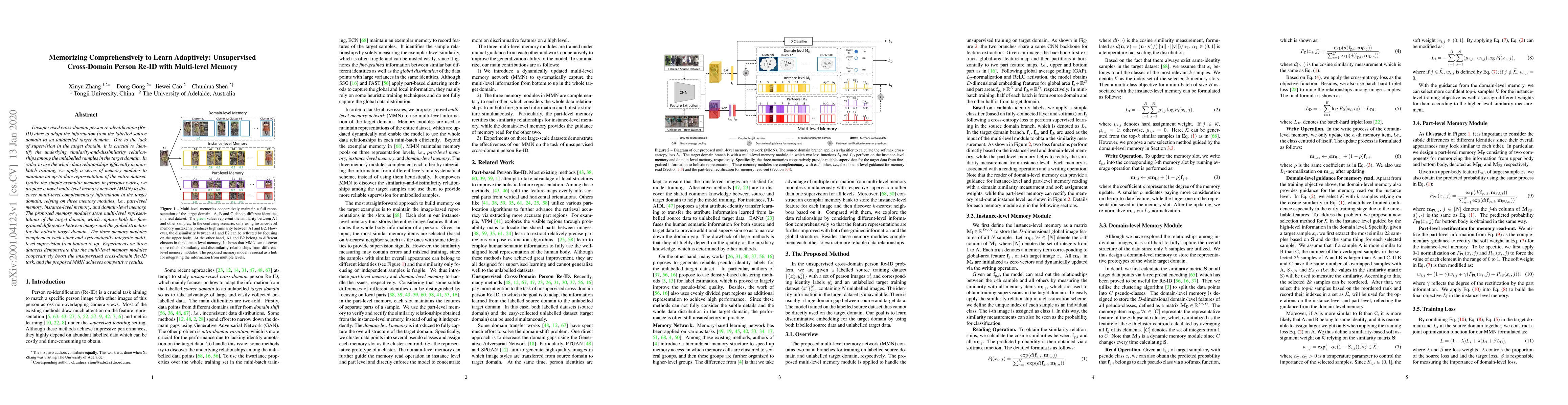 Thumbnail for Memorizing Comprehensively to Learn Adaptively: Unsupervised
  Cross-Domain Person Re-ID with Multi-level Memory