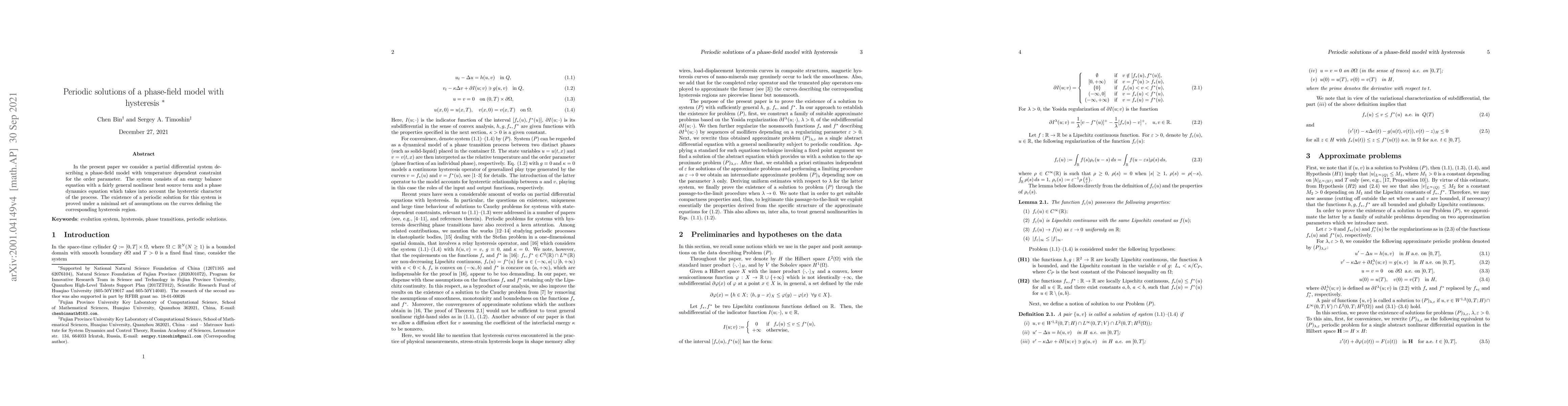 Thumbnail for Periodic solutions of a phase-field model with hysteresis