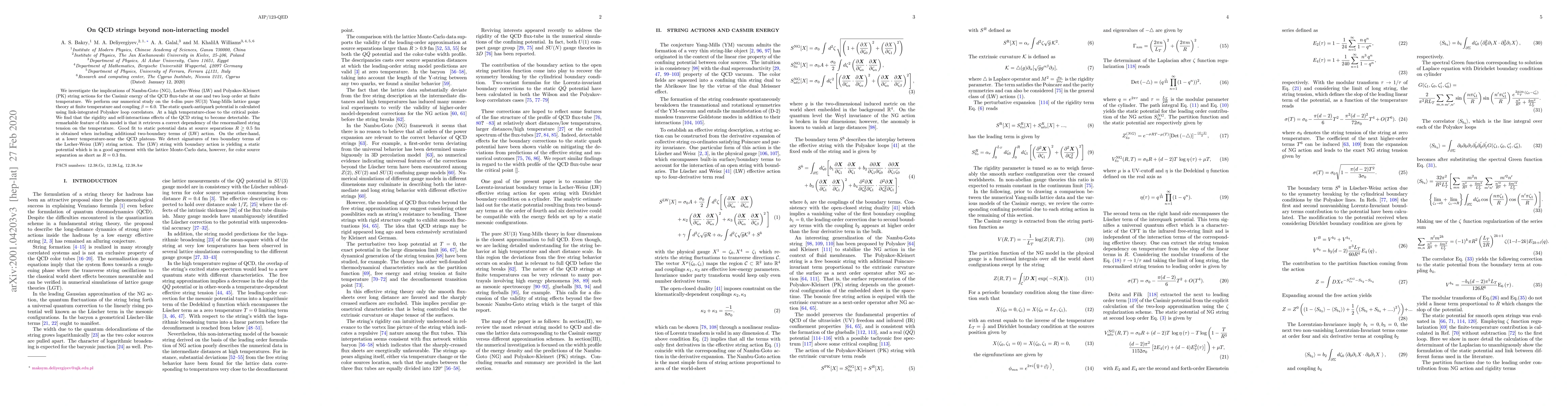 Thumbnail for On QCD strings beyond non-interacting model