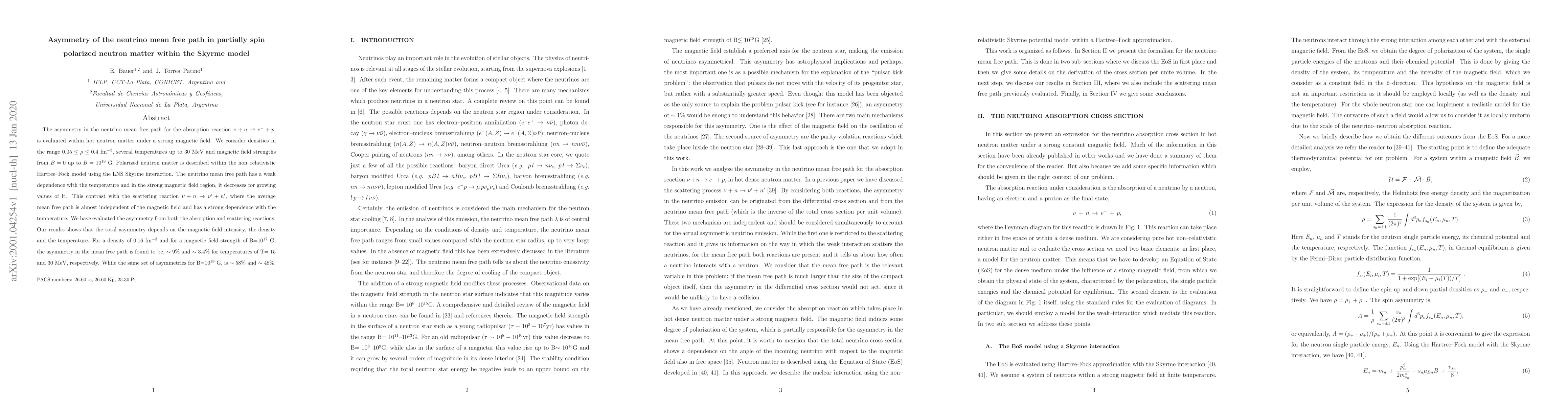 Thumbnail for Asymmetry of the neutrino mean free path in partially spin polarized
  neutron matter within the Skyrme model