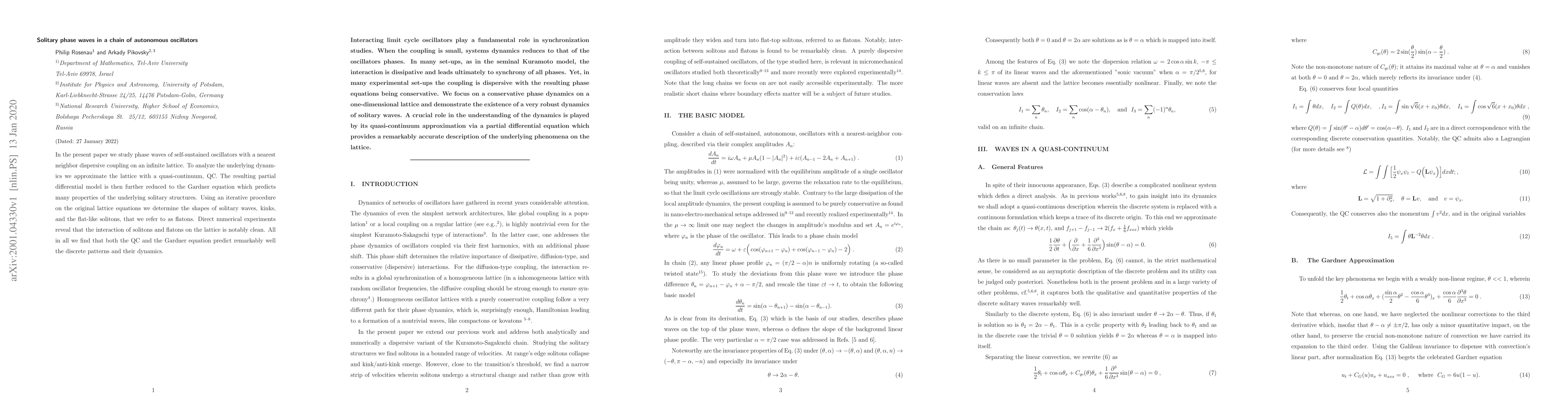 Thumbnail for Solitary phase waves in a chain of autonomous oscillators