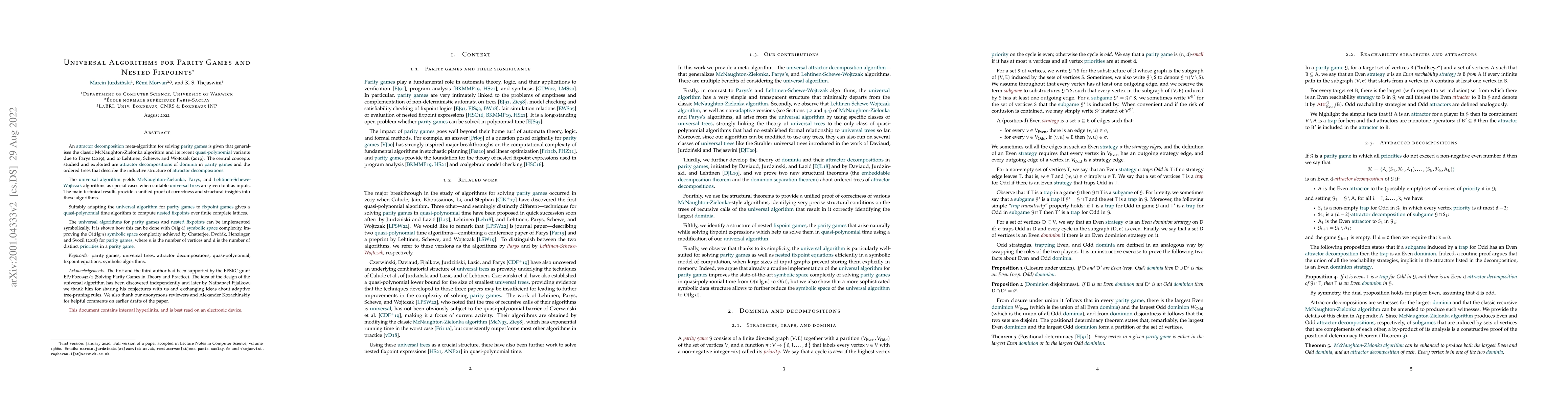 Thumbnail for Universal Algorithms for Parity Games and Nested Fixpoints