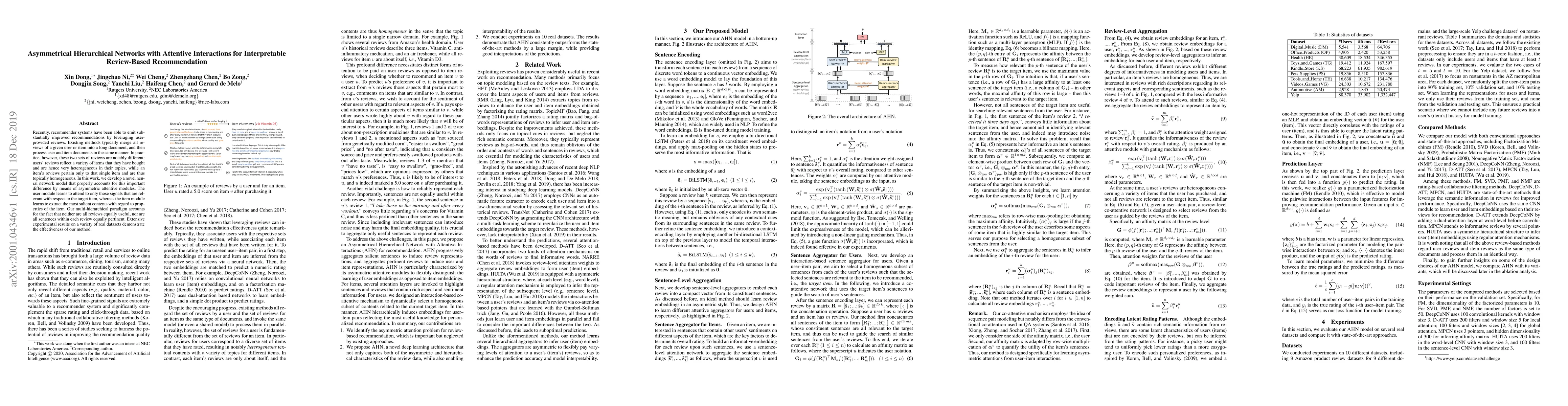 Thumbnail for Asymmetrical Hierarchical Networks with Attentive Interactions for
  Interpretable Review-Based Recommendation