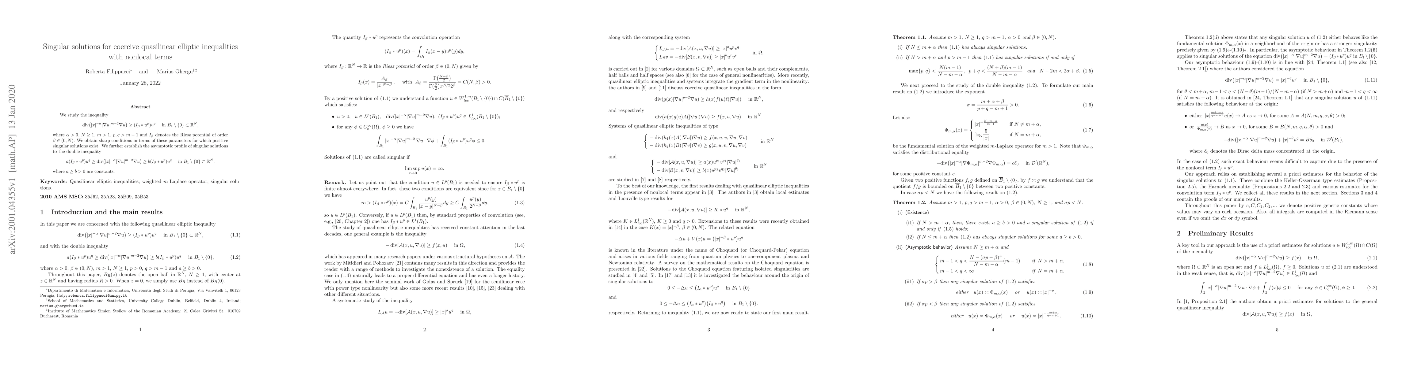 Thumbnail for Singular solutions for coercive quasilinear elliptic inequalities with
  nonlocal terms