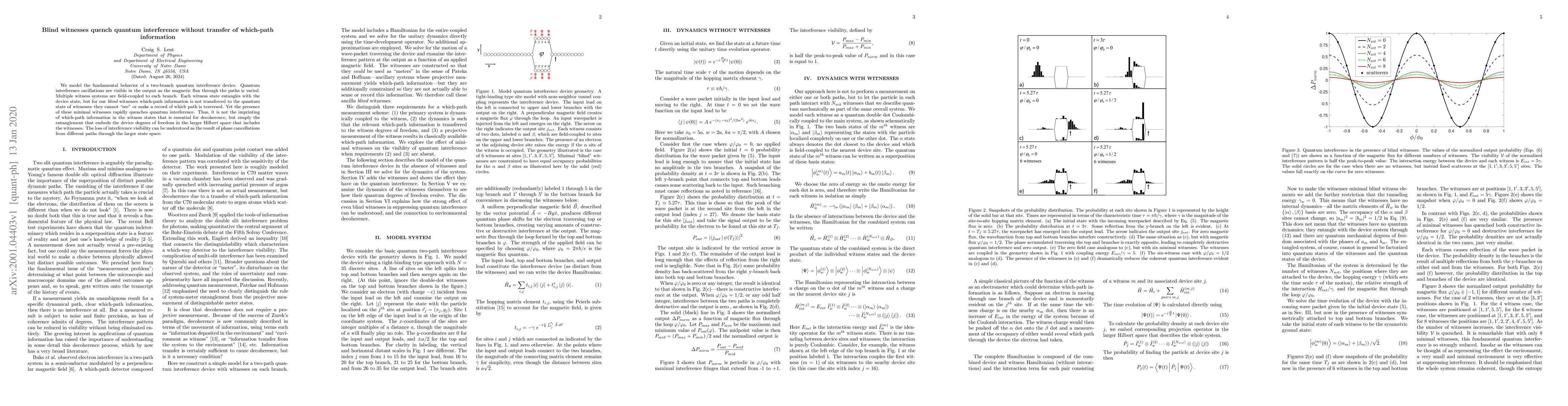 Thumbnail for Blind witnesses quench quantum interference without transfer of
  which-path information