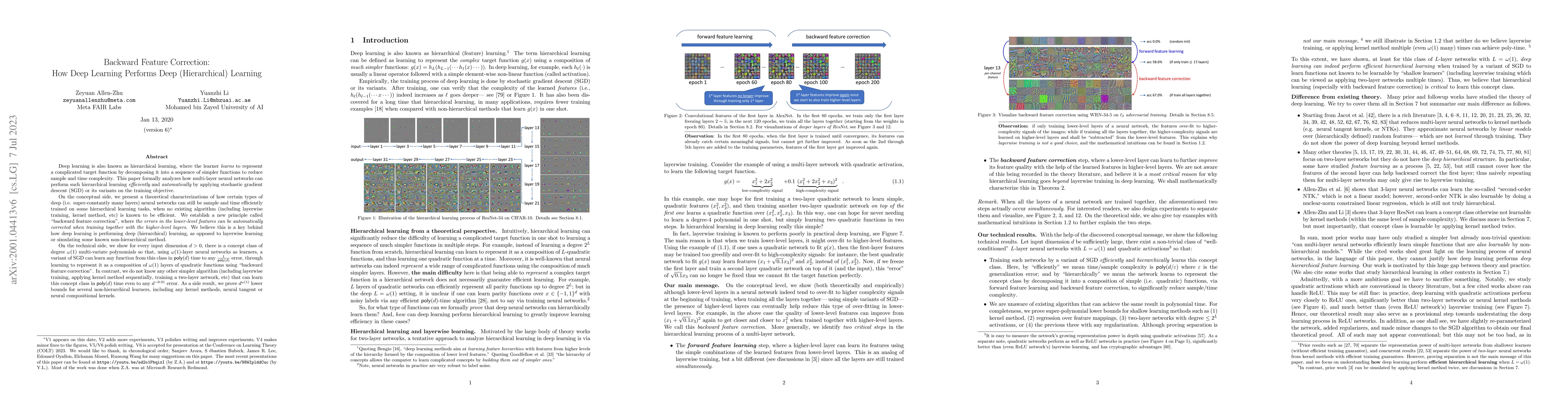 Thumbnail for Backward Feature Correction: How Deep Learning Performs Deep
  (Hierarchical) Learning