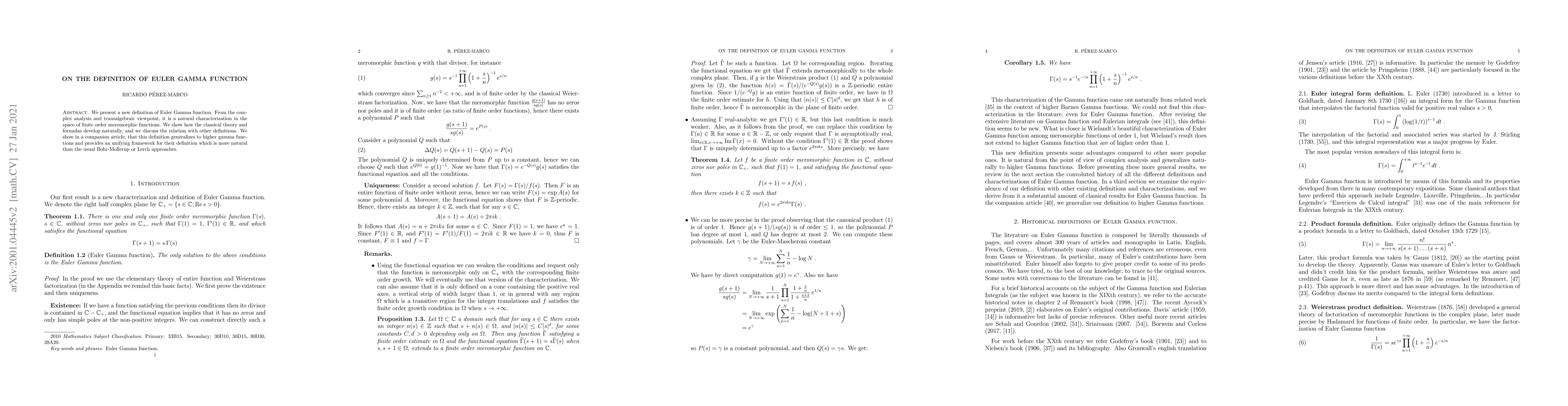 Thumbnail for On the definition of Euler Gamma function