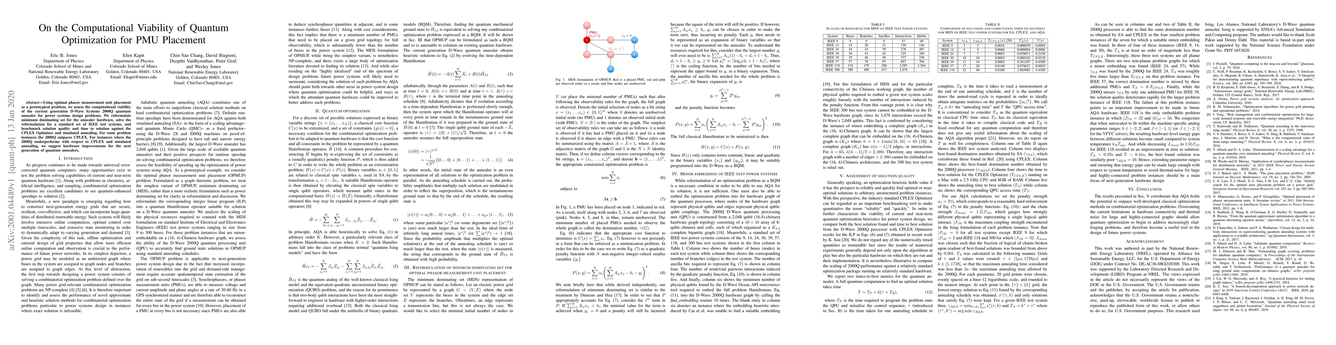 Thumbnail for On the Computational Viability of Quantum Optimization for PMU Placement