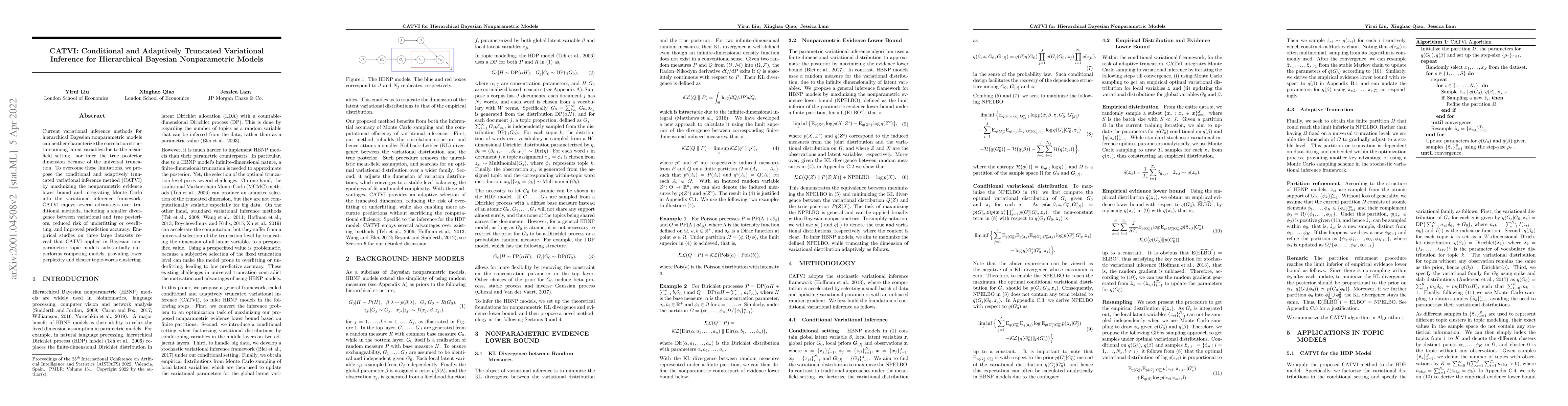 Thumbnail for CATVI: Conditional and Adaptively Truncated Variational Inference for
  Hierarchical Bayesian Nonparametric Models