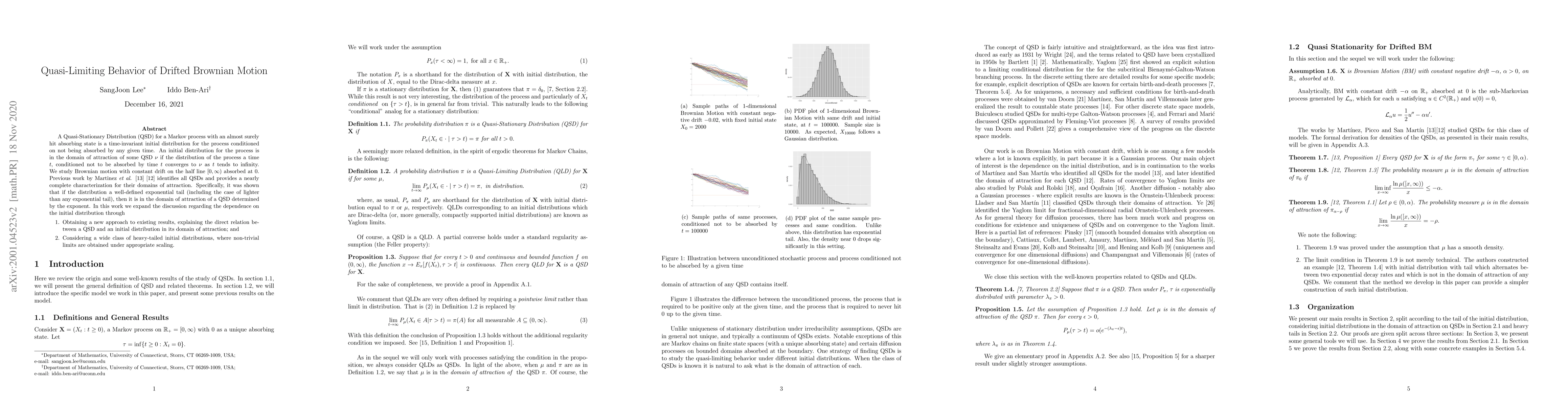 Thumbnail for Quasi-Limiting Behavior of Drifted Brownian Motion