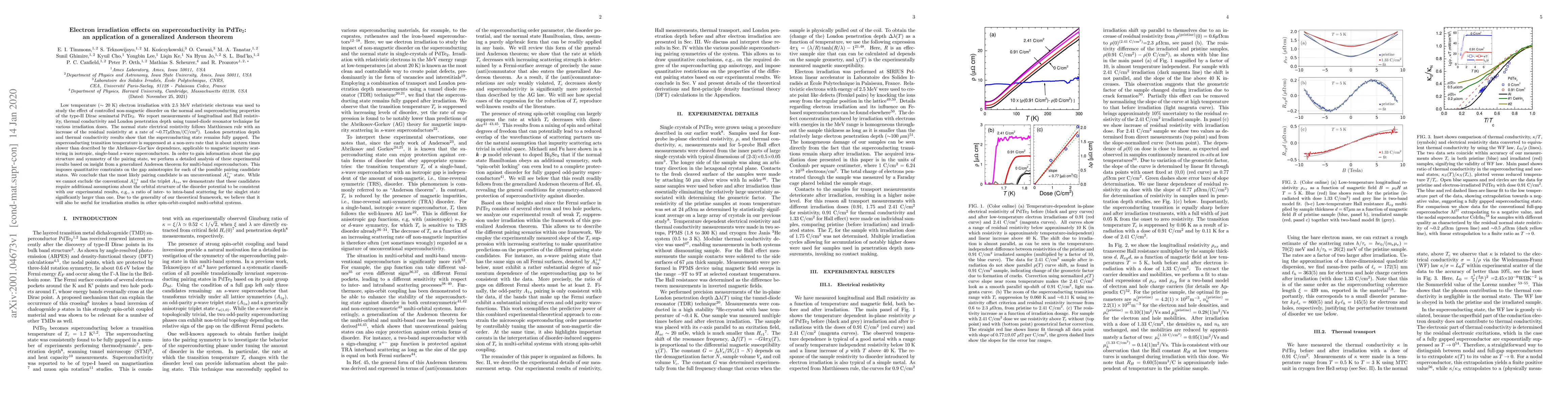 Thumbnail for Electron irradiation effects on superconductivity in PdTe$_2$: an
  application of a generalized Anderson theorem