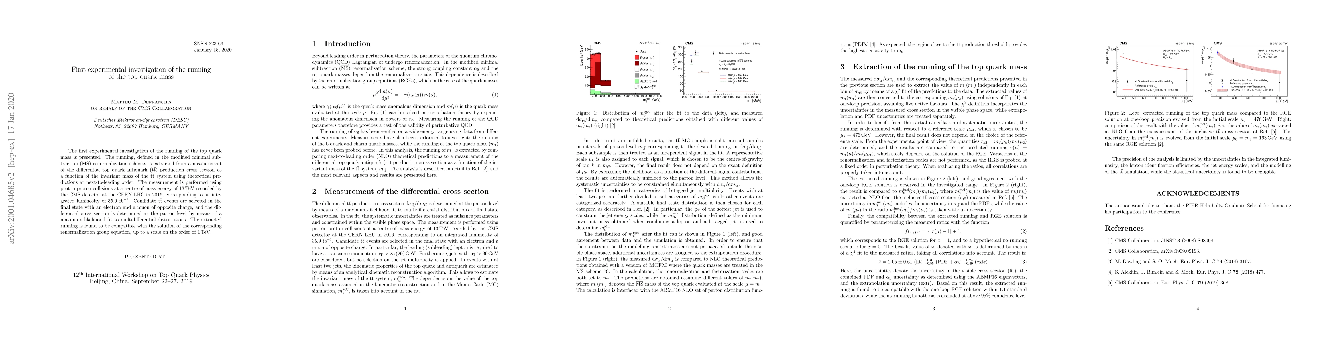 Thumbnail for First experimental investigation of the running of the top quark mass