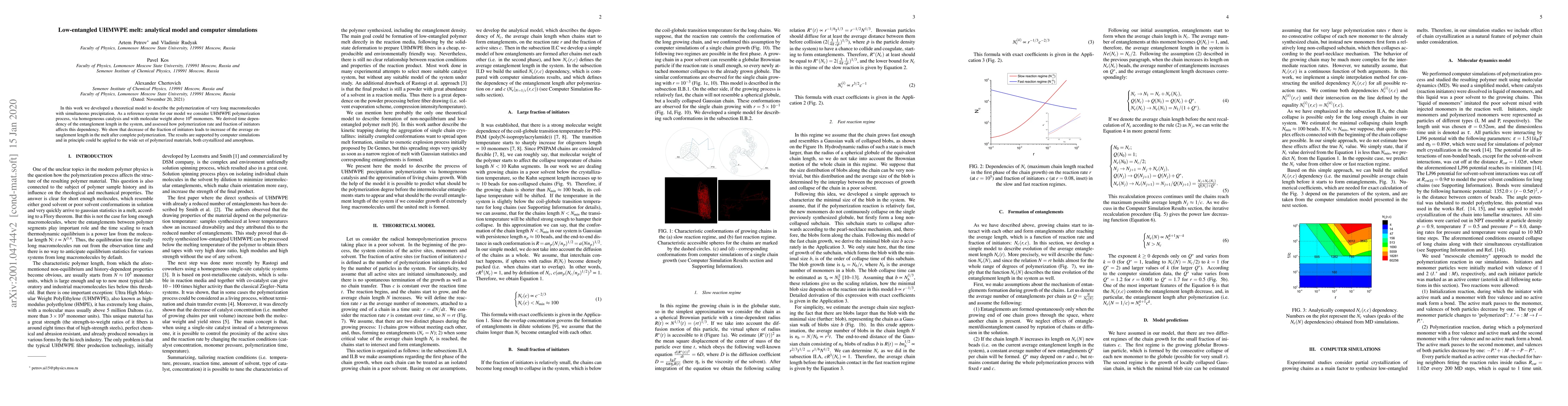 Thumbnail for Low-entangled UHMWPE melt: analytical model and computer simulations