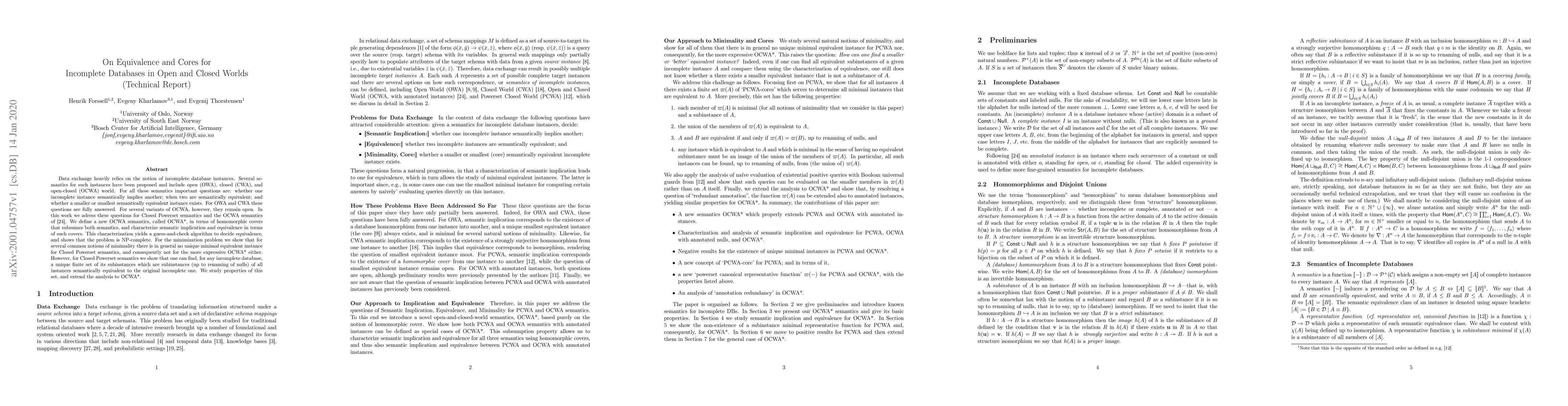 Thumbnail for On Equivalence and Cores for Incomplete Databases in Open and Closed
  Worlds