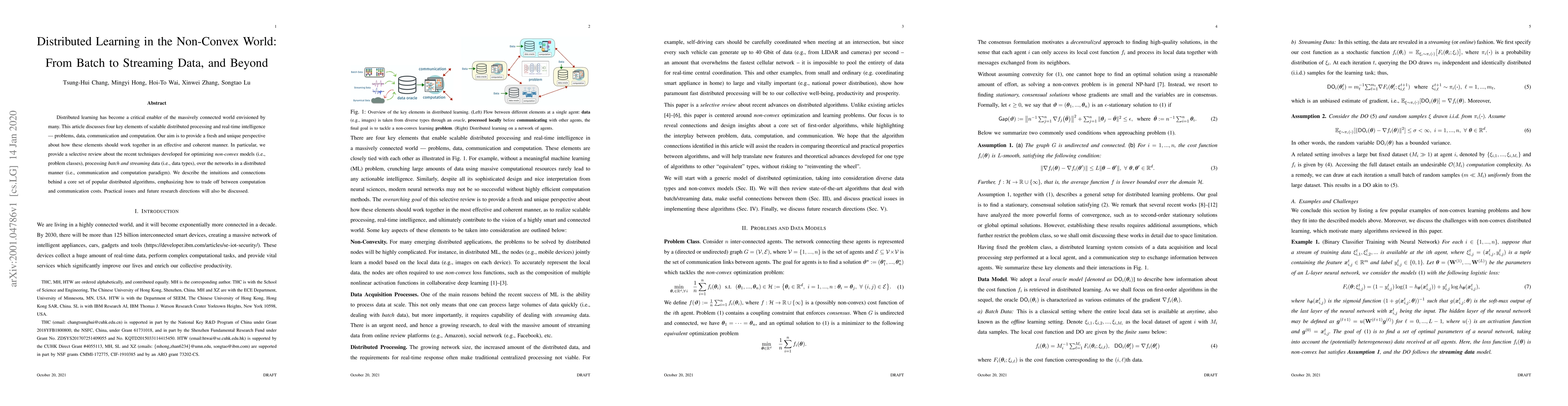 Thumbnail for Distributed Learning in the Non-Convex World: From Batch to Streaming
  Data, and Beyond